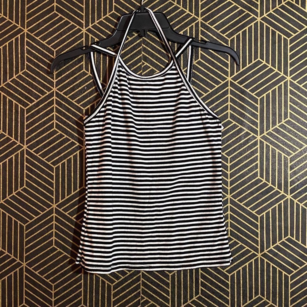 Ambiance black & white halter top M
